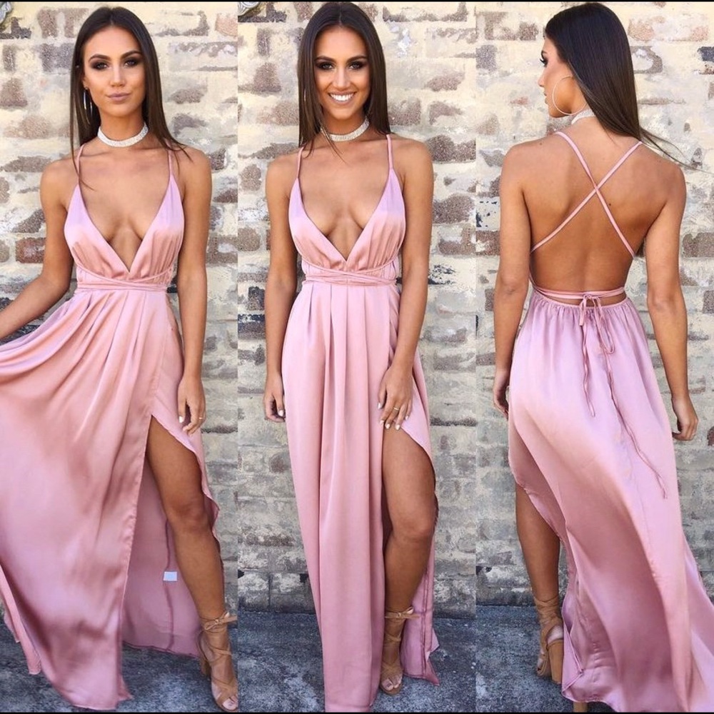 Pink High Slit Dress 🔥